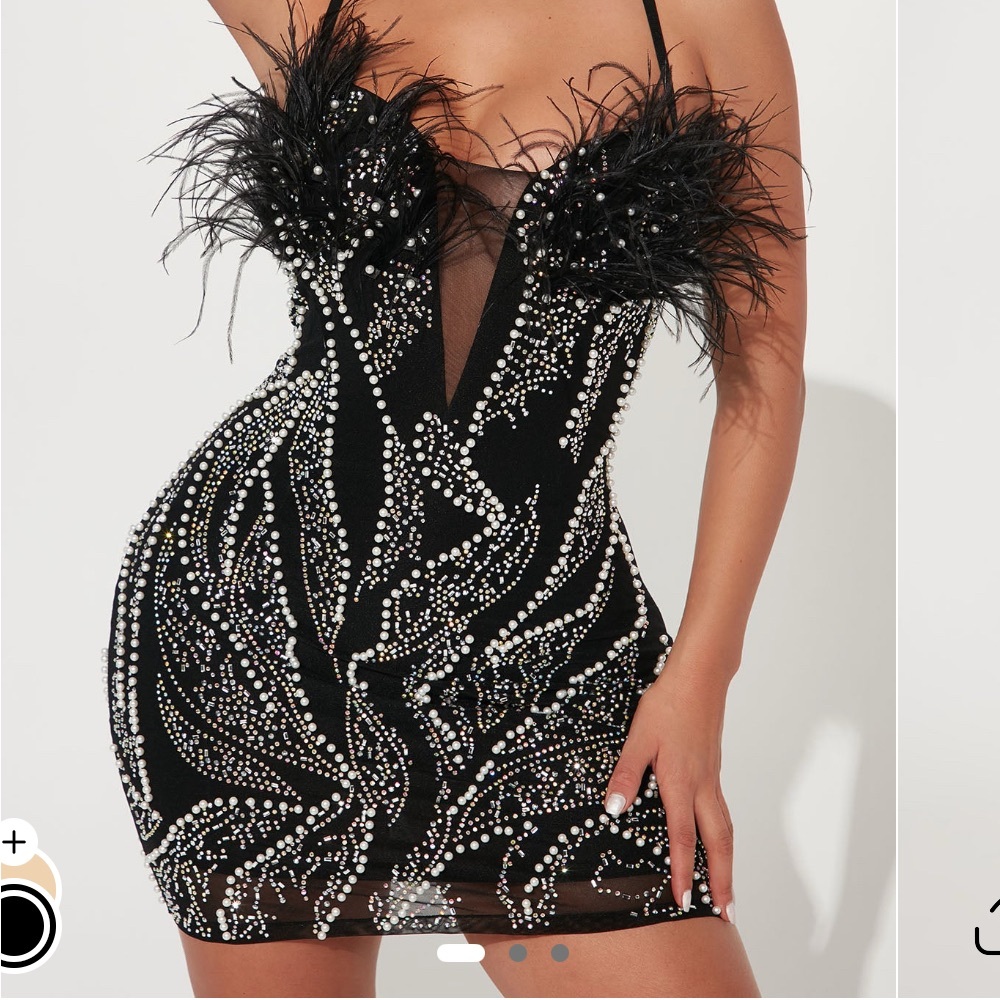 Fashion Nova Black Embellished Pearl Dress